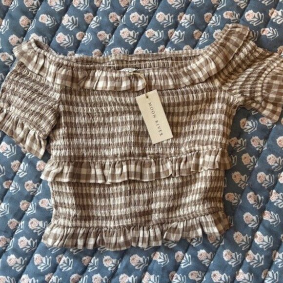 πNWT Anthropologie Moon River Gingham Top // Size M // Rare/Hard to Find! π - Picture 7 of 7